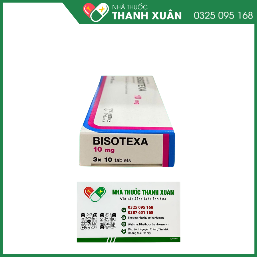 Bisotexa 10 mg điều trị tăng huyết áp, đau thắt ngực, suy tim mạn ổn định kèm suy giảm chức năng tâm thất trái